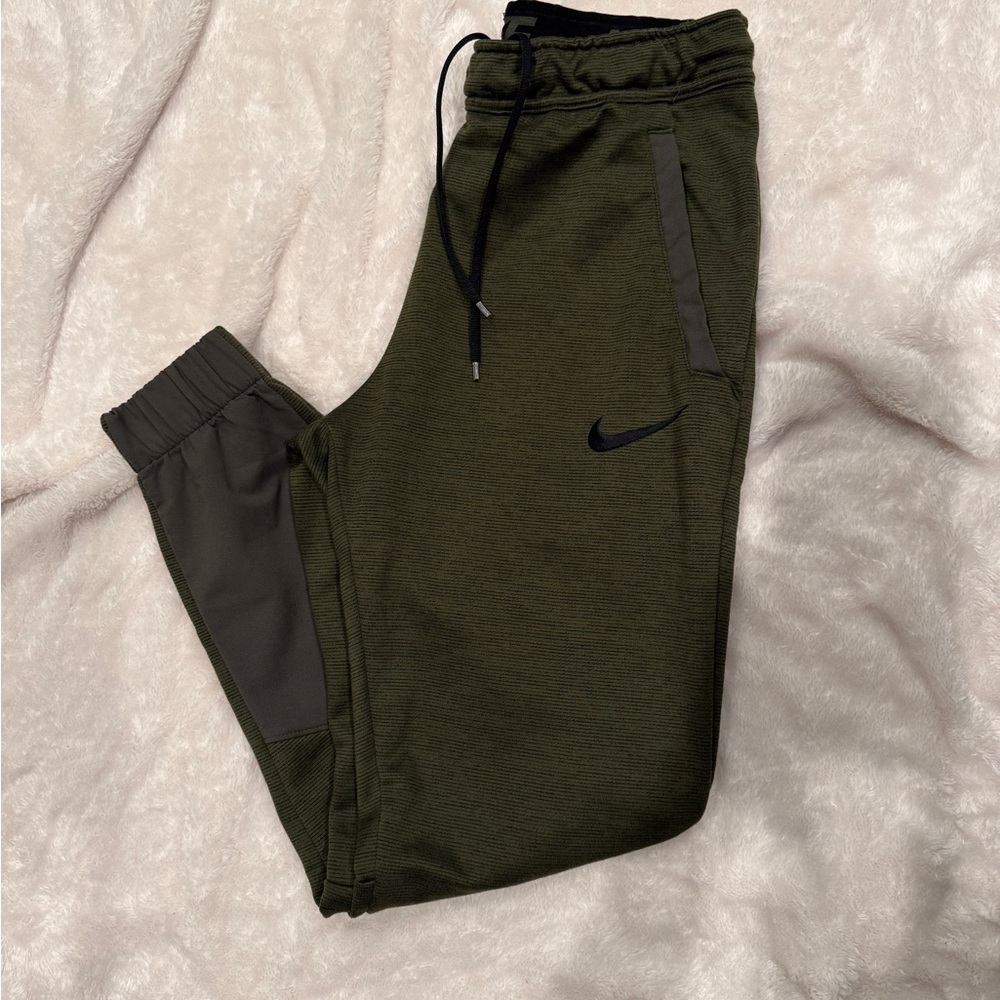 Nike Dark Green Joggers with Black Accents